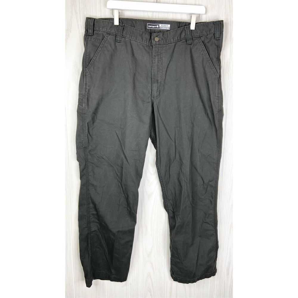 Carhartt Men's Gray Rugged Flex Relaxed Fit Canvas Work Pant Size 40×30